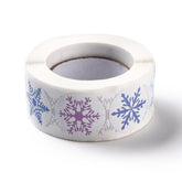Paper Stickers 1 Inch / 2.5 CM (1 Roll, 500 Stickers) Snowflake Xmas Theme Round Multicolor Gift Packing Tags